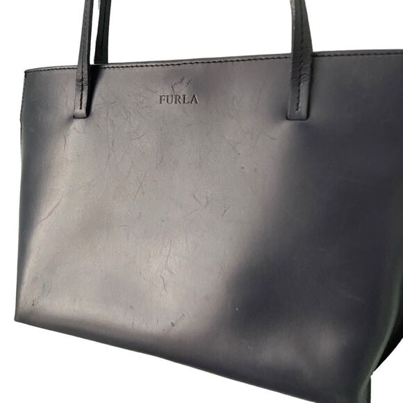 Vintage Furla Blue Soft Leather Shoulder Bag Made in Italy - Picture 6 of 11